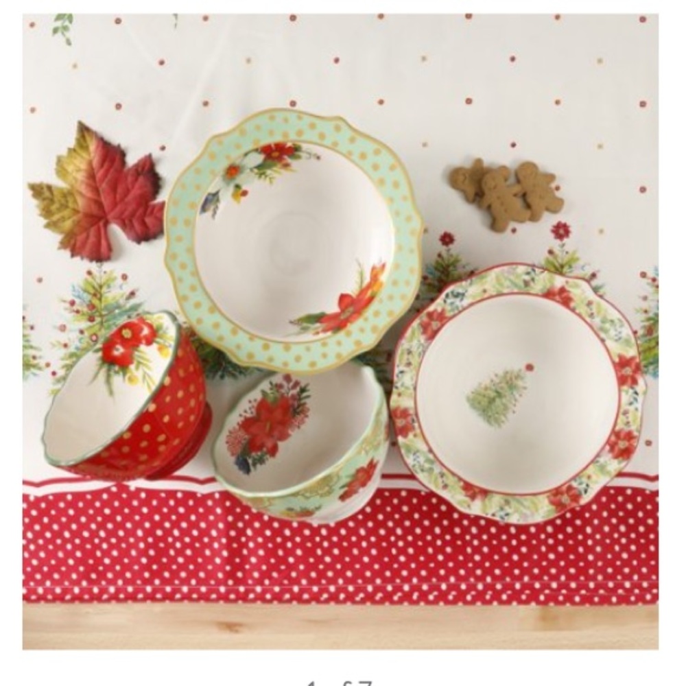 pioneer woman holiday cheer charm poinsettia 4 piece bowls